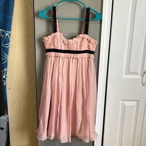 Baby pink silk Marchesa Notte mini cocktail dress